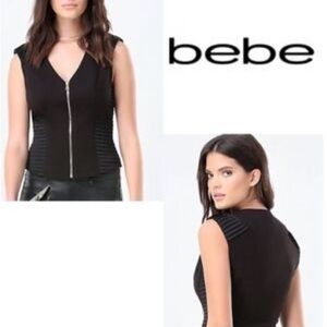Bebe Black Fitted Zippered Tank Top, size 2